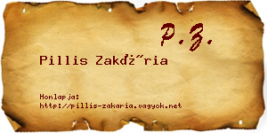 Pillis Zakária névjegykártya